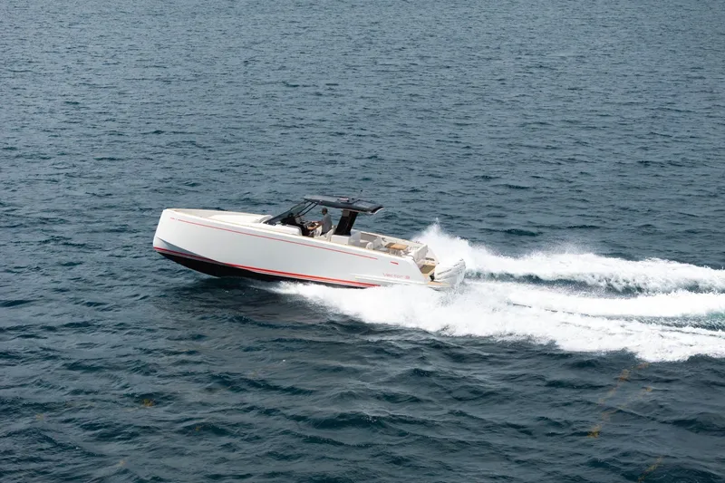 Slide: The Image of 2021 Pardo Yachts 38 cruising on open water, showcasing sleek design and performance. - 61