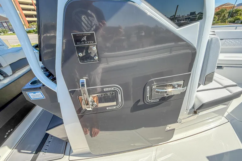 Slide: The Image of 2023 Blackfin 302 CC boat interior with sleek design and modern features. - 34