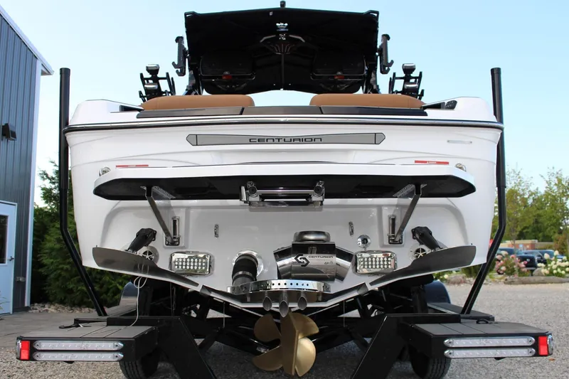 Slide: The Image of 2026 Centurion Ri245 boat rear view with advanced propeller system. - 9