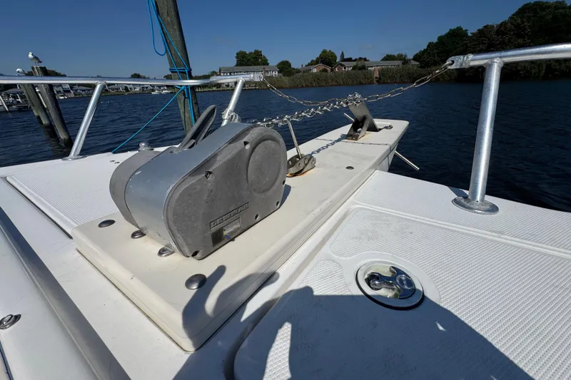 Slide: The Image of Bow of 2000 World Cat 246 DC boat with anchor and winch system. - 15