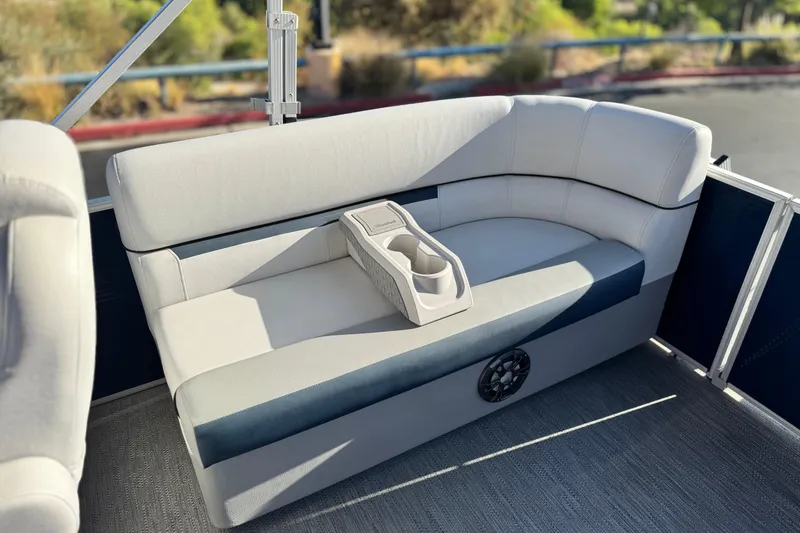 Slide: The Image of 2022 Godfrey SWEETWATER 2086 boat seating with cup holders and speaker. - 16