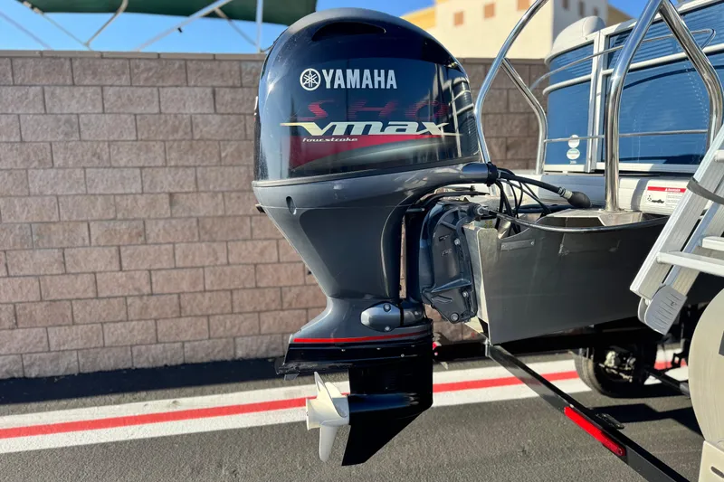 Slide: The Image of Yamaha VMAX outboard motor on 2022 Godfrey SWEETWATER 2086 pontoon boat. - 6