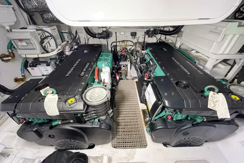 Slide: The Image of Engine room of a 2022 Princess V50 yacht with Volvo Penta engines. - 32
