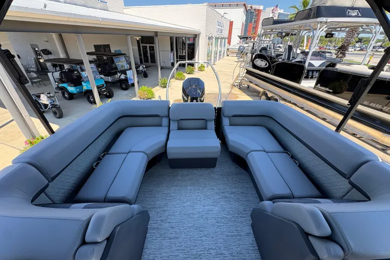 Slide: The Image of Luxurious seating on 2026 Bennington 22 MFB pontoon boat, showcasing spacious interior design. - 28