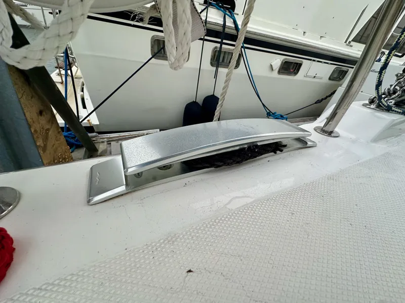 Slide: The Image of Close-up of Bavaria C50 yacht deck detail, showcasing sleek design and modern fittings. - 30