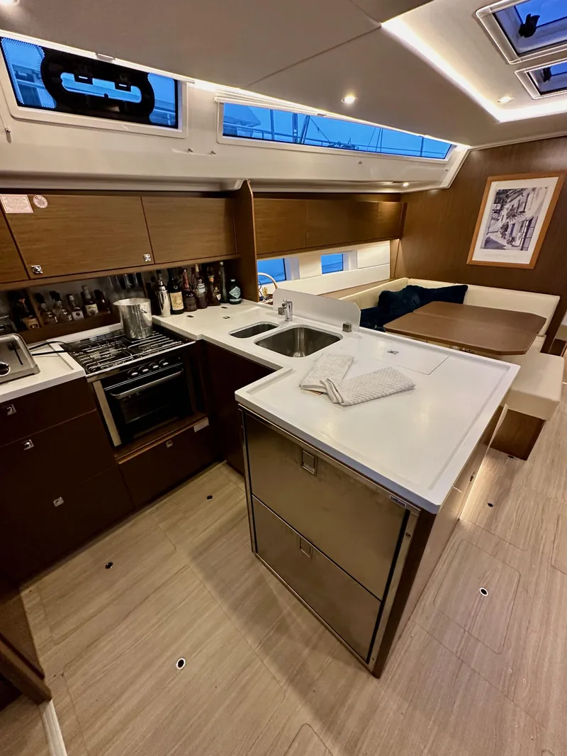 Slide: The Image of Modern kitchen interior of 2020 Bavaria C50 yacht with sleek design and ample storage. - 42