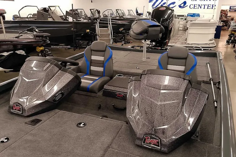Slide: The Image of 2026 Ranger RT198P boat interior with dual seats and sleek dashboard design. - 8