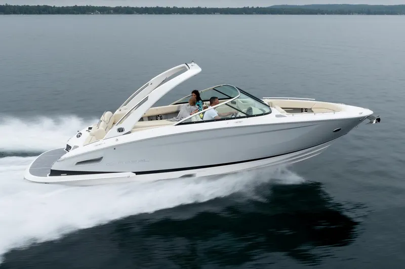 Slide: The Image of 2022 Regal 2800 Bowrider interior with sleek seating and modern dashboard design. - 6