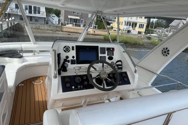 Slide: The Image of Helm of 2012 Leopard 47 PC Owners' Version yacht with modern navigation equipment. - 3