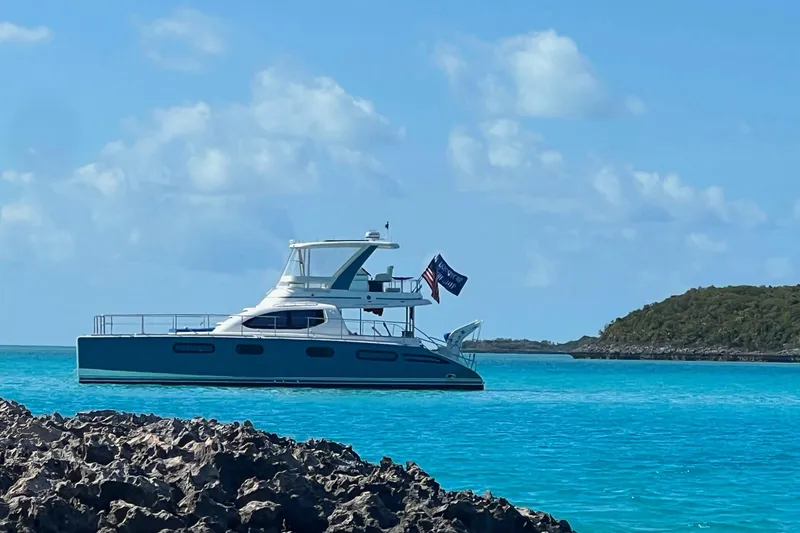 Slide: The Image of Leopard 47 PC Owners' Version yacht in turquoise waters, 2012 model. - 38