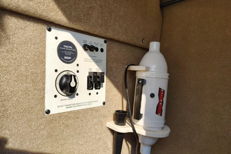 Slide: The Image of 2017 Chaparral 244 Sunesta control panel and equipment in beige interior. - 29