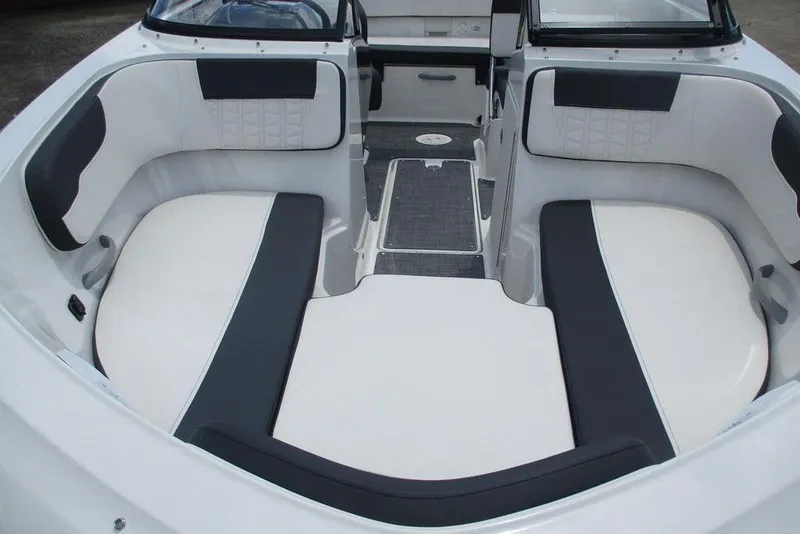 Slide: The Image of 2022 Bayliner VR5 Bowrider I/O interior with spacious seating and modern design. - 3