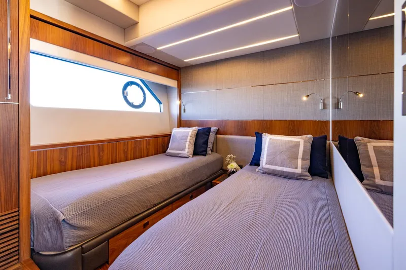 Slide: The Image of Luxurious twin cabin interior of 2020 Sunseeker Predator 74 yacht. - 36