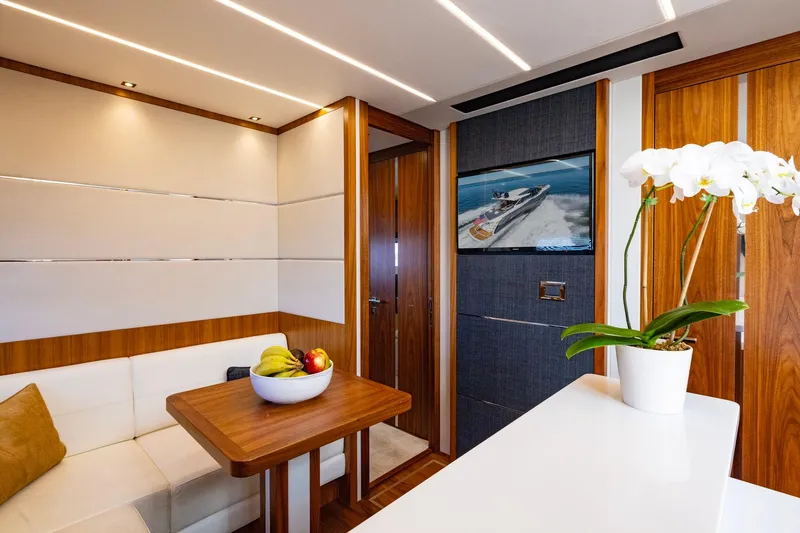 Slide: The Image of Luxurious interior of 2020 Sunseeker Predator 74 yacht with elegant decor and modern amenities. - 48