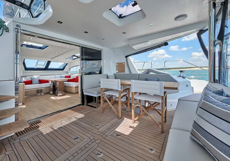 Slide: The Image of Luxurious interior of Privilege Signature 510 yacht, model year 2025. - 19