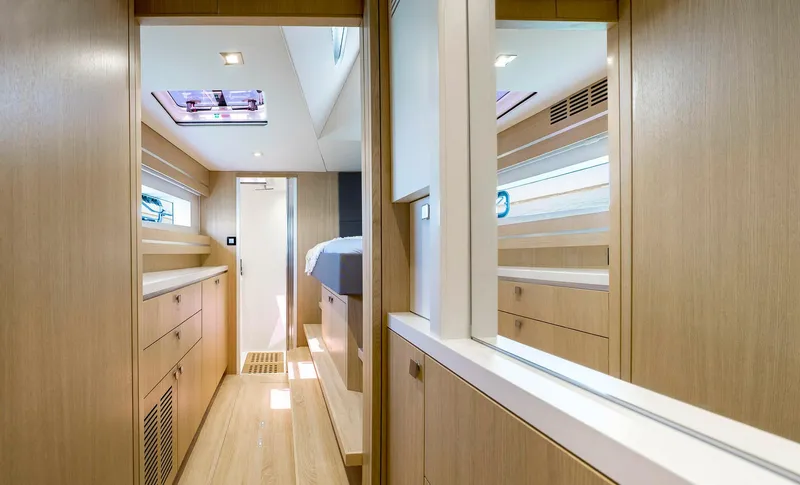 Slide: The Image of Privilege Signature 510 yacht interior, stainless steel appliances, modern design. - 47