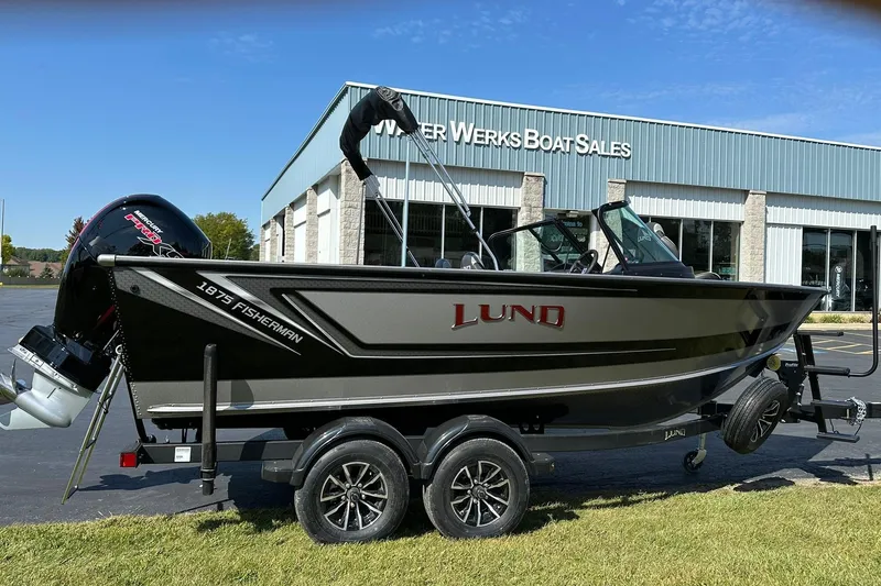 Slide: The Image of 2026 Lund 1875 Fisherman boat on trailer at Power Werks Boat Sales. - 1