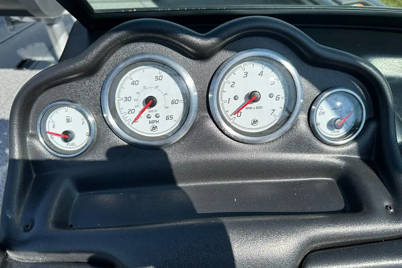 Slide: The Image of Dashboard of 2026 Lund 1875 Fisherman boat with speedometer, fuel, and RPM gauges. - 25