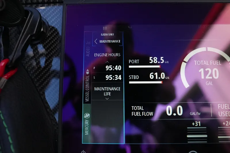 Slide: The Image of Display screen of MTI 440X 2025 showing engine hours and fuel levels. - 19