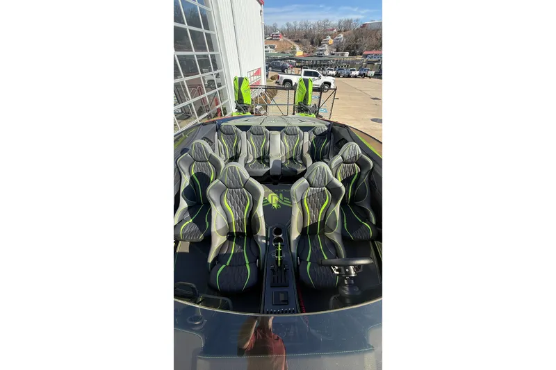 Slide: The Image of 2025 MTI 440X boat interior with stylish seating and modern design. - 20