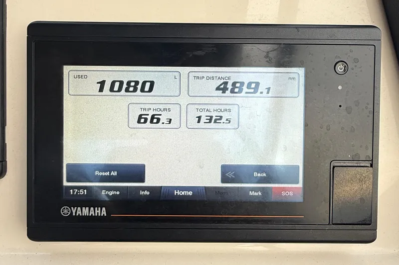 Slide: The Image of Yamaha display showing trip data on 2019 Grady-White Freedom 235 boat. - 26
