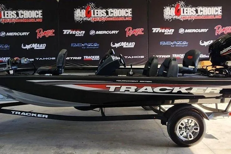 The Image of 2026 Tracker Pro Team 175 boat on display at Anglers Choice event. - 1
