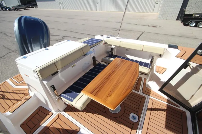 Slide: The Image of 2026 Ranger Tugs R-27 boat deck with anchor system, viewed from above. - 27