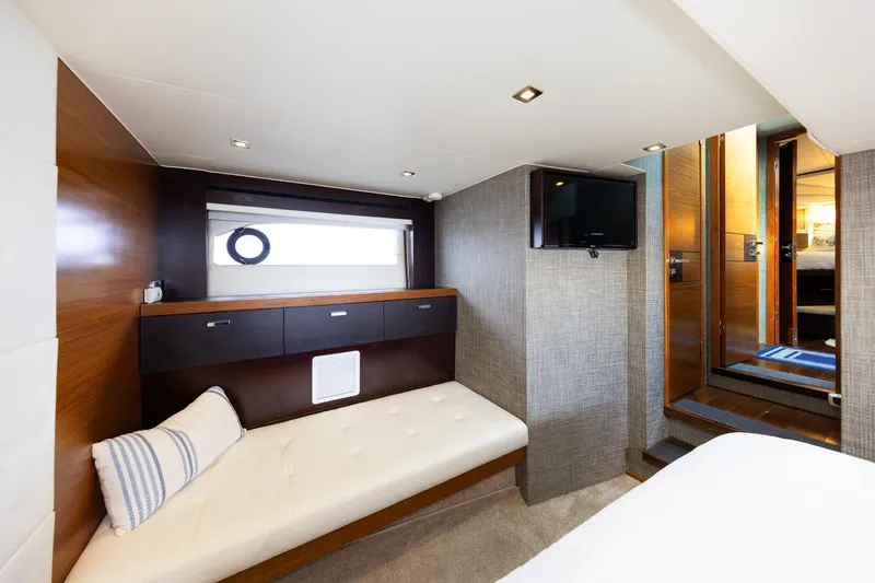 Slide: The Image of Luxurious interior of 2014 Tiara 5000 Coupe yacht with modern furnishings. - 35