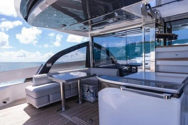 Slide: The Image of Luxurious 2024 Azimut S7 yacht deck with modern seating and ocean view. - 6