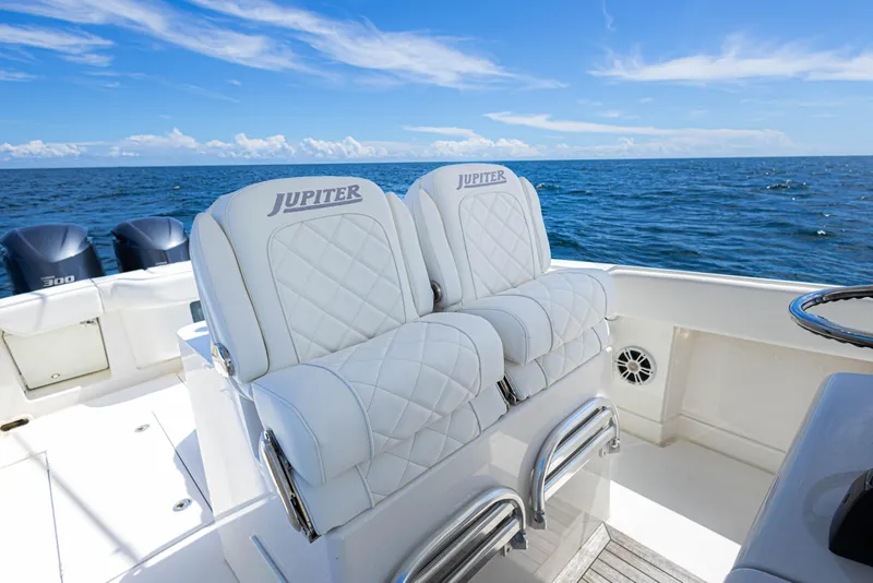 Slide: The Image of Luxury seating on 2018 Jupiter 38 FS boat with ocean view. - 32
