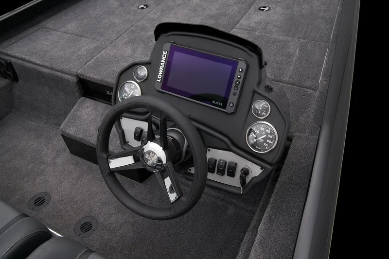 Slide: The Image of Manufacturer Provided Image: 2025 Ranger RT188P boat dashboard with steering wheel and digital display. - 43