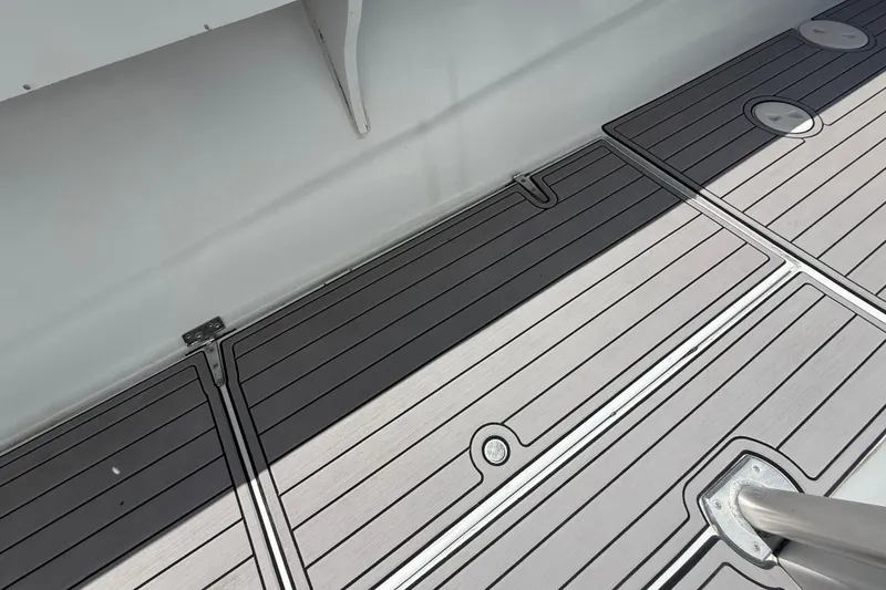 Slide: The Image of Deck of 1981 T Craft Gulfstream 30 boat with sleek, modern design. - 14