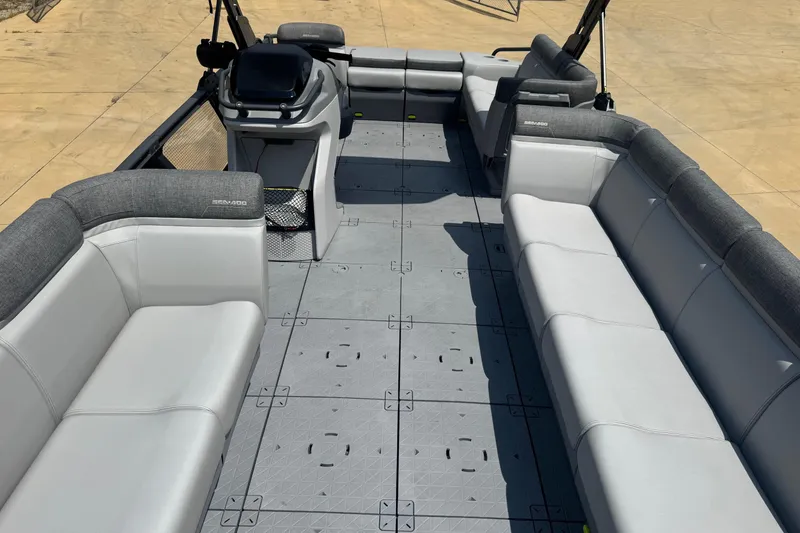 Slide: The Image of 2024 Sea-Doo Switch Cruise 21 interior with spacious seating and modern design. - 6