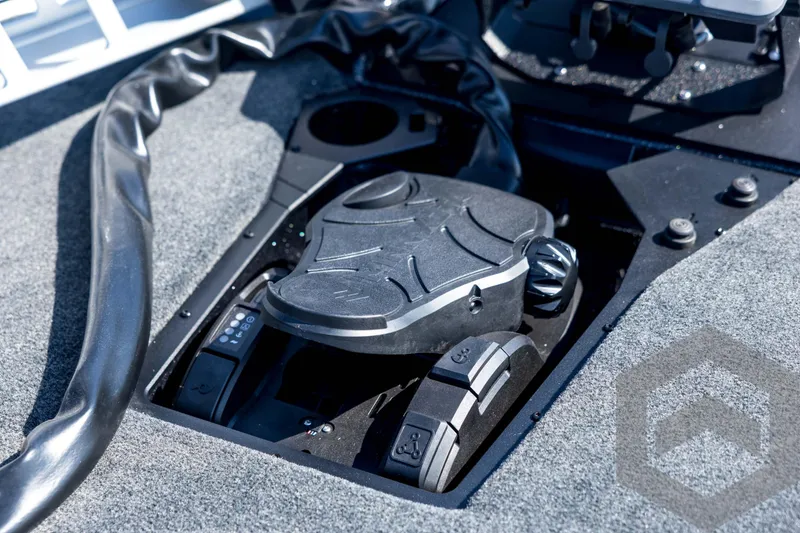 Slide: The Image of Foot pedal control on 2026 Skeeter ZXE21 boat, featuring advanced steering technology. - 42