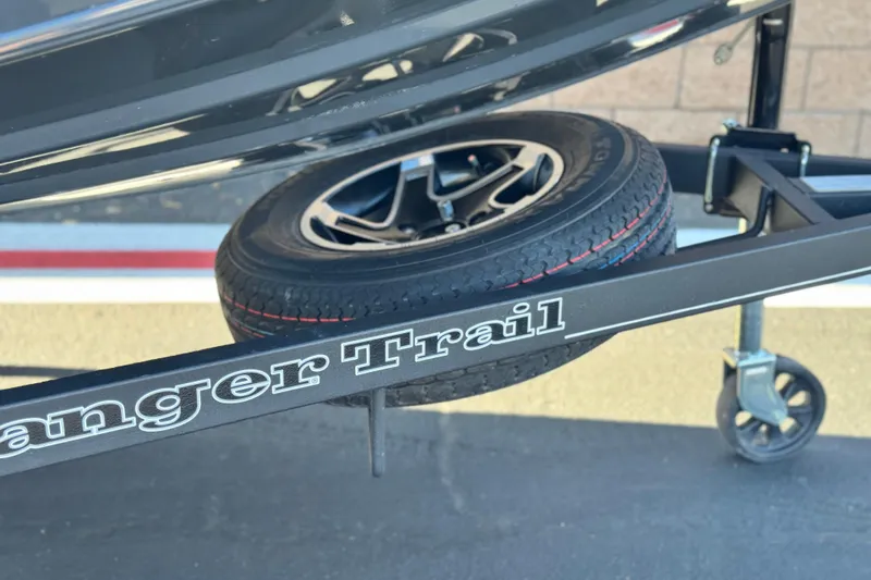 Slide: The Image of 2021 Ranger RT178 trailer with spare tire and "Ranger Trail" branding. - 18