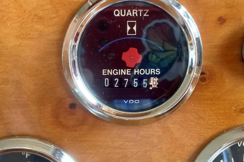 Slide: The Image of Engine hour meter showing 2755.6 hours on 1989 Ocean Alexander 420 Cockpit Motor Yacht. - 17