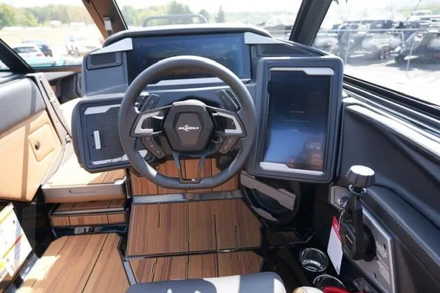 Slide: The Image of 2026 Supra SL interior with modern dashboard, touchscreen, and sleek steering wheel design. - 8