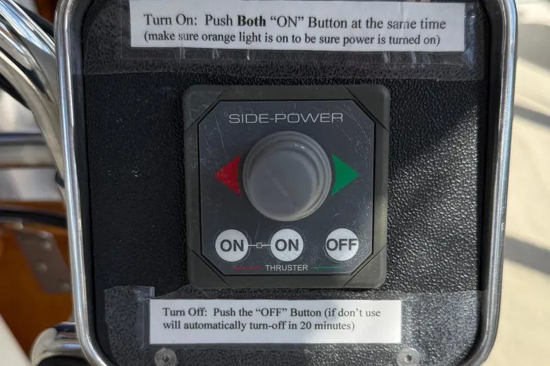 Slide: The Image of Control panel for Side-Power thruster on 1984 Tayana 55 yacht, featuring on/off buttons. - 31