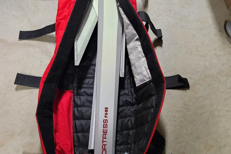 Slide: The Image of Red and black bag containing a Fortress FX-55 anchor, suitable for Tayana 55 yacht. - 60