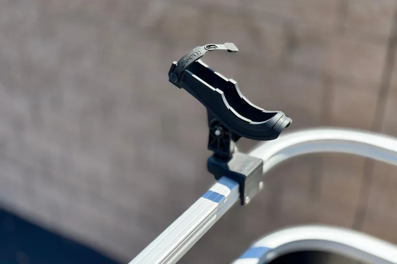 Slide: The Image of Rod holder on 2023 Sun Tracker Party Barge 18 DLX pontoon boat railing. - 18