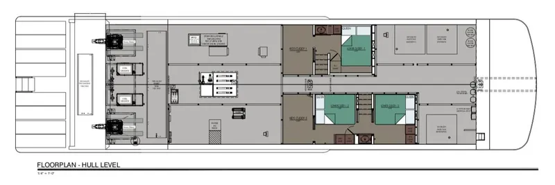 Slide: The Image of Floorplan of Adonia Ovation Share 2 yacht, hull level, 2023 model. - 3