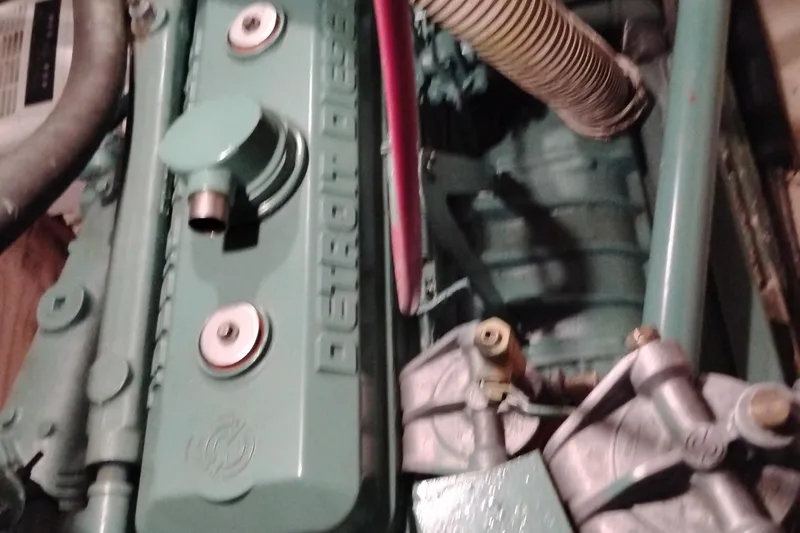 Slide: The Image of Detroit Diesel engine in a 1983 Custom Entienne Francois 50 Pilothouse boat. - 39