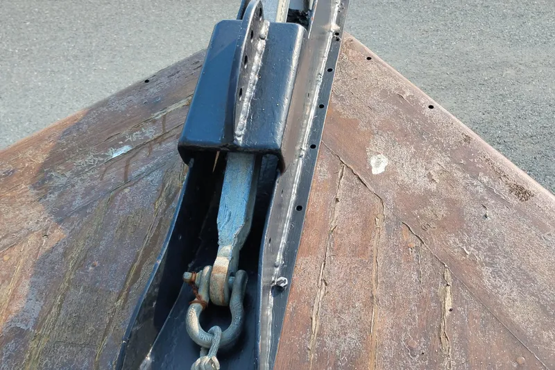 Slide: The Image of Bow of 1983 Custom Entienne Francois 50 Pilothouse with anchor chain detail. - 4