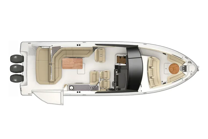 Slide: The Image of Manufacturer Provided Image: Top view of 2020 Sea Ray SLX 400 OB luxury motorboat layout. - 69