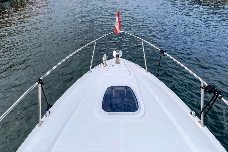 Slide: The Image of Bow view of 2007 Sea Ray 290 Sundancer on calm water. - 14