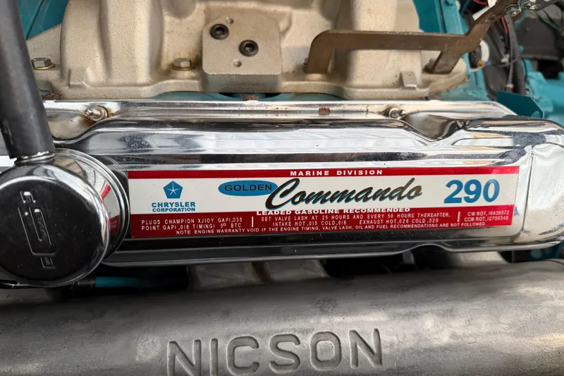 Slide: The Image of 1964 Shepherd 22 engine with Chrysler Golden Commando 290 marine division label. - 15