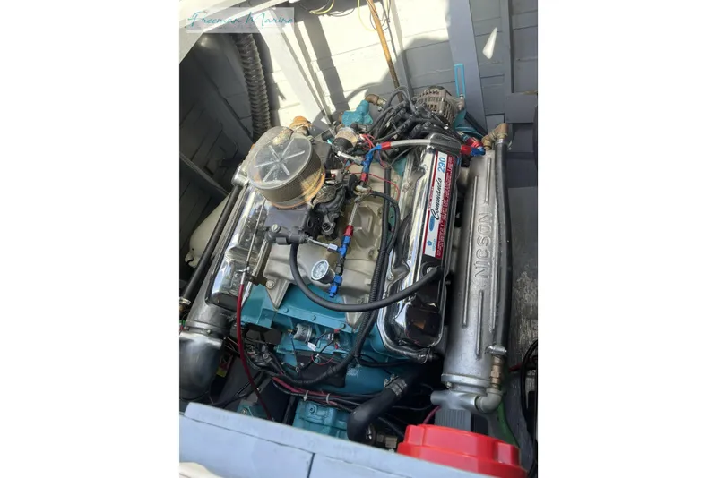 Slide: The Image of 1964 Shepherd 22 engine compartment showcasing a well-maintained marine engine. - 8