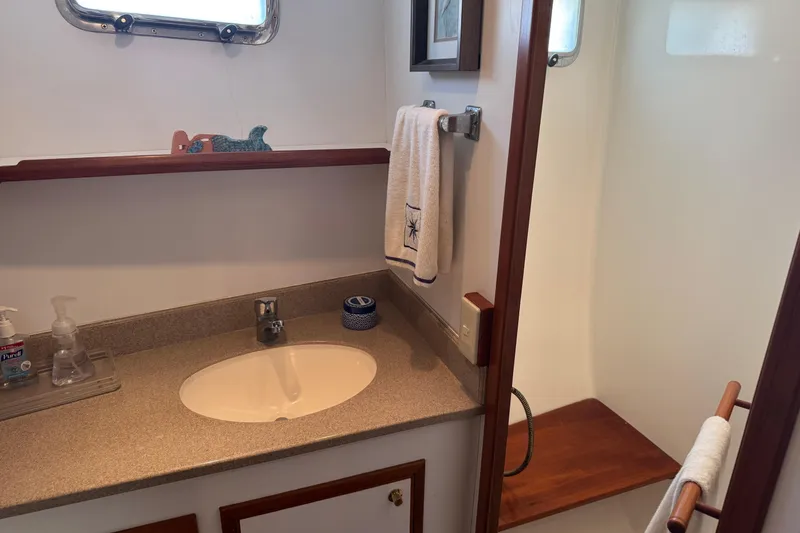 Slide: The Image of Bathroom interior of 2006 DeFever 52 Euro yacht with sink and shower. - 45
