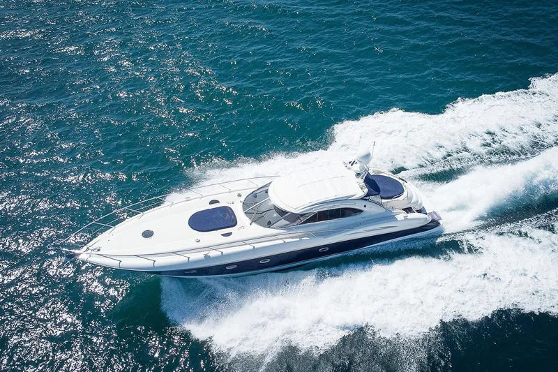 The Image of Sunseeker Predator 58 yacht cruising on open water, 1998 model. - 0
