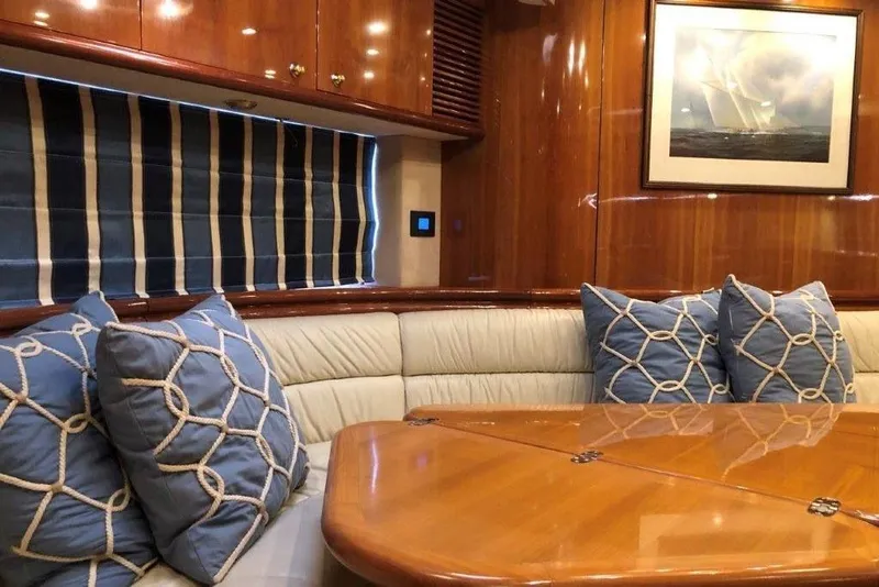 Slide: The Image of Luxurious interior of 1998 Sunseeker Predator 58 yacht with elegant seating and decor. - 37